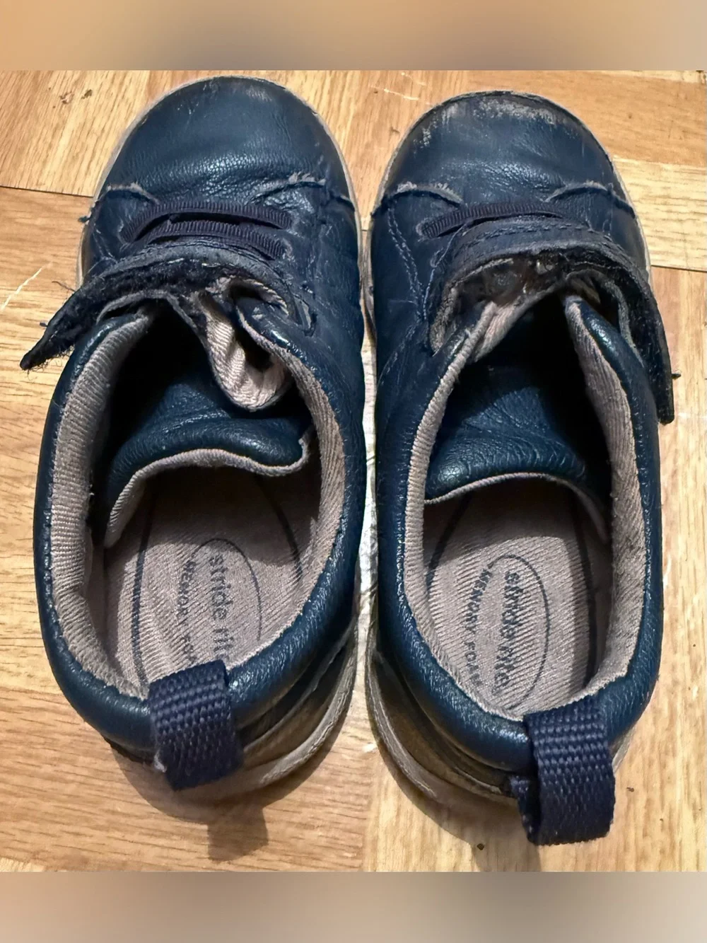 Stride Rite Craig Boys Navy Blue Leather Memory Foam Sneakers Size 7M Toddler